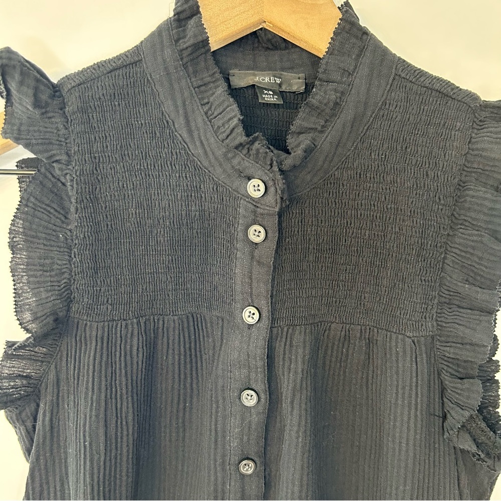 J.Crew Black Garden Dress in Soft Gauze, Size XS, Smocked, Ruffles - Picture 5 of 10